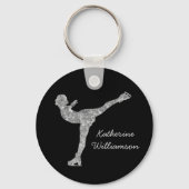 Aangepaste figuur schaatsen schaatsen zilveren shi sleutelhanger (Voorkant)