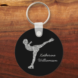 Aangepaste figuur schaatsen schaatsen zilveren shi sleutelhanger