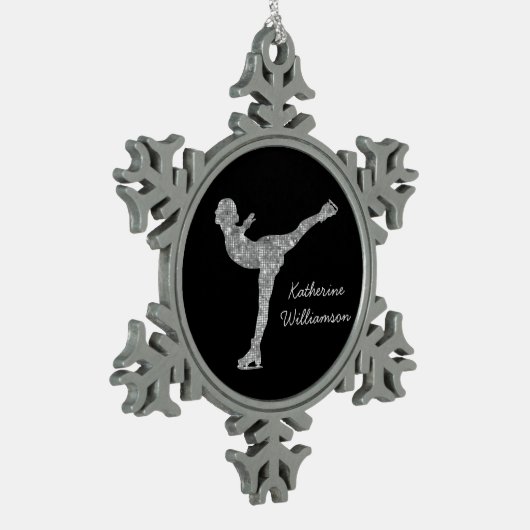 Aangepaste figuur schaatsen schaatsen zilveren shi tin sneeuwvlok ornament (Links)