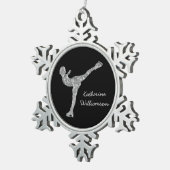 Aangepaste figuur schaatsen schaatsen zilveren shi tin sneeuwvlok ornament (Rechts)