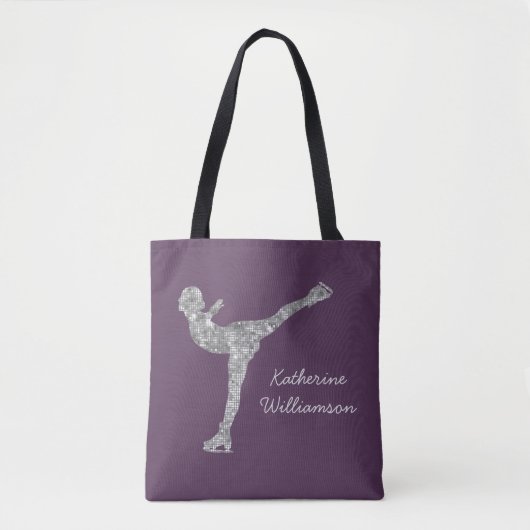 Aangepaste figuur schaatsen schaatsen zilveren shi tote bag (Voorkant)