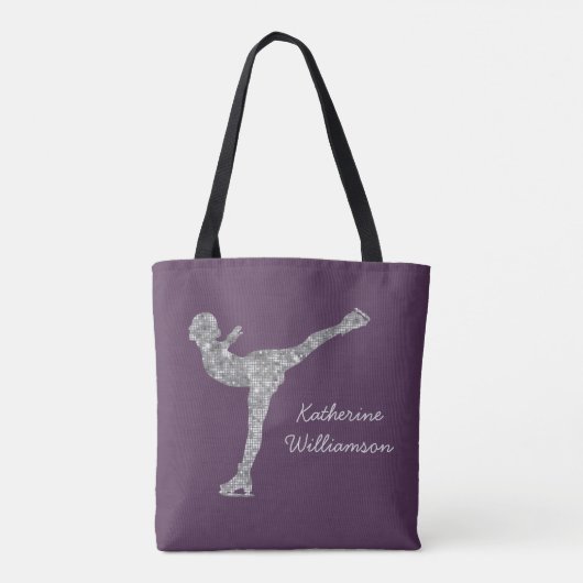 Aangepaste figuur schaatsen schaatsen zilveren shi tote bag (Achterkant)