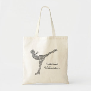 Aangepaste figuur schaatsen schaatsen zilveren shi tote bag