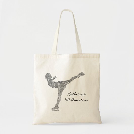 Aangepaste figuur schaatsen schaatsen zilveren shi tote bag (Voorkant)