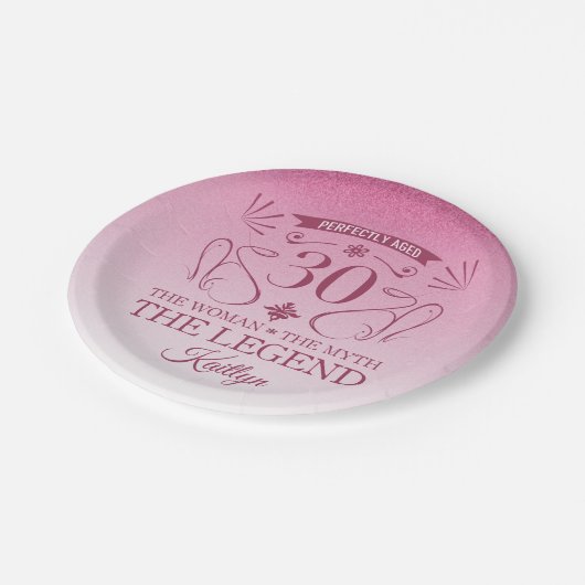 Aangepaste Fijne 30ste verjaardag Papieren Bordje (Gekanteld)