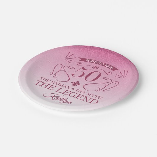 Aangepaste Fijne 50ste verjaardag Papieren Bordje (Gekanteld)