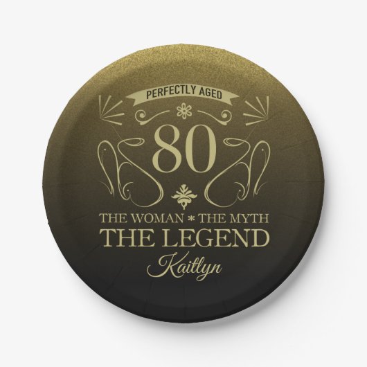 Aangepaste fijne 80e verjaardag papieren bordje (Voorkant)