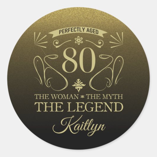 Aangepaste fijne 80e verjaardag ronde sticker (Voorkant)