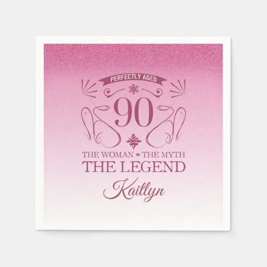 Aangepaste fijne 90e verjaardag servet (Voorkant)