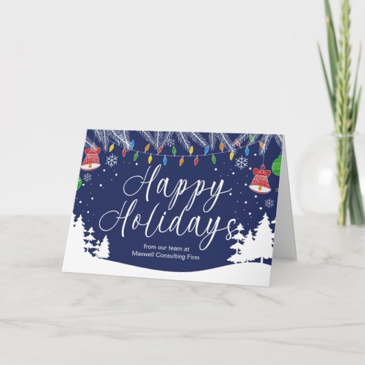 Aangepaste fijne feestdagen Festive Blue Zakelijk Kaart (Voorkant)