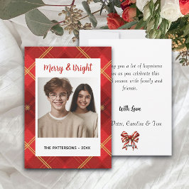 Aangepaste fijne feestdagen leuk geruit rood groen feestdagenkaart