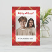 Aangepaste fijne feestdagen leuk geruit rood groen feestdagenkaart (Staand voorkant)