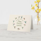 Aangepaste Fijne Pensioenvlucht Hummingvogels Kaar Kaart (Gele Bloem)