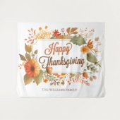 Aangepaste fijne Thanksgiving bloemrijke feest fot Wandkleed (Voorkant (horizontaal))