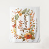 Aangepaste fijne Thanksgiving bloemrijke feest fot Wandkleed (Voorkant)