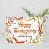 Aangepaste fijne Thanksgiving herfstblad zakelijke Feestdagenkaart (Staand voorkant)