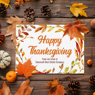Aangepaste fijne Thanksgiving herfstblad zakelijke Feestdagenkaart