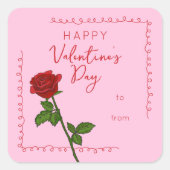 Aangepaste fijne Valentijnsdag Roos Vierkante Stic Sticker (Voorkant)