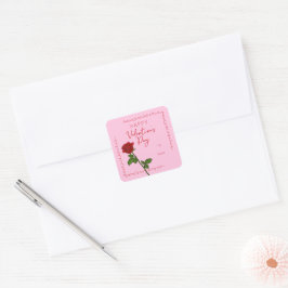 Aangepaste fijne Valentijnsdag Roos Vierkante Stic Sticker