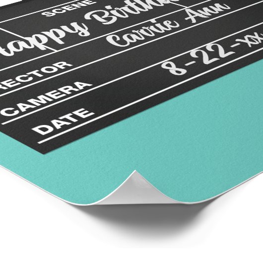 Aangepaste filmklapplaat Aqua Birthday Poster (Hoek)