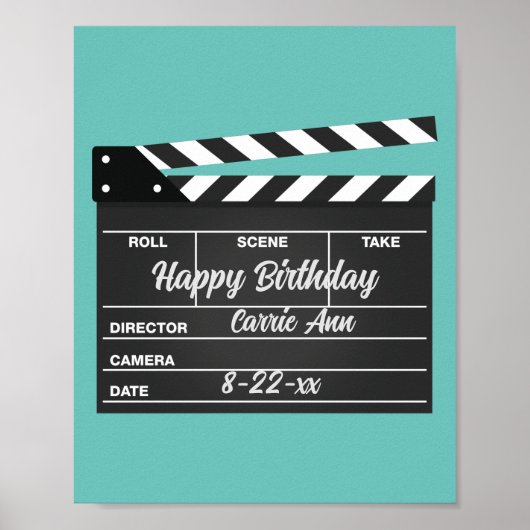 Aangepaste filmklapplaat Aqua Birthday Poster (Voorkant)