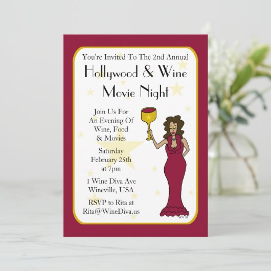 Aangepaste filmuitvindingen Wine Diva Kaart (Staand voorkant)