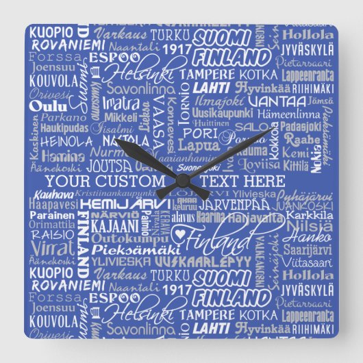 Aangepaste Finland-kleurenwandklok in Towns Vierkante Klok (Voorkant)