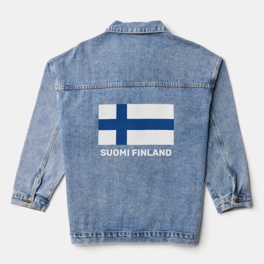 Aangepaste Finse vlag Denim Jacket (Achterkant)