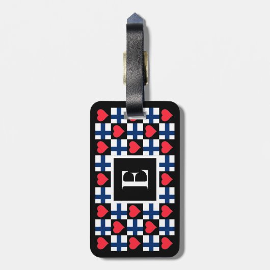 Aangepaste Finse vlag Finse aantekeningen Bagagelabel (Achterkant verticaal)