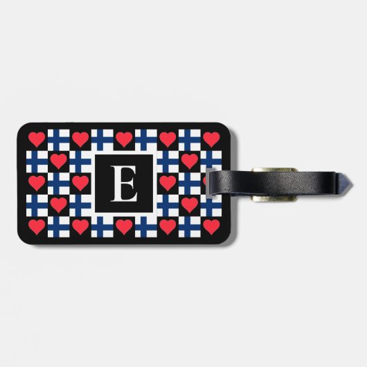 Aangepaste Finse vlag Finse aantekeningen Bagagelabel (Achterkant horizontaal)