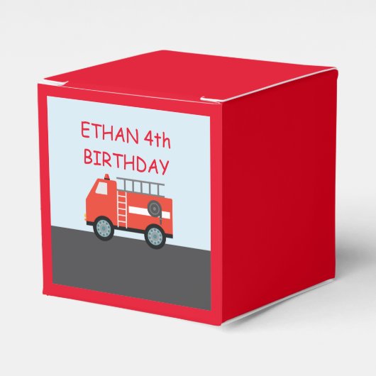Aangepaste Firetruck Paper Favor Box Bedankdoosjes (Voorkant Zijde)