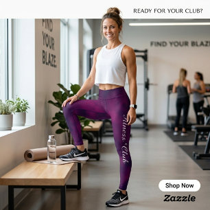 Aangepaste Fitness Club Plum Noir Leggings Elega