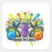 Aangepaste Fitness Smoothie Viering Vierkante Sticker (Voorkant)