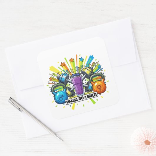 Aangepaste Fitness Smoothie Viering Vierkante Sticker (Envelop)