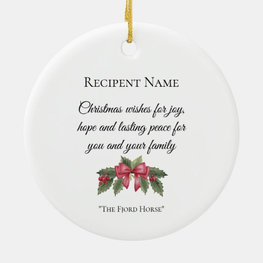 Aangepaste Fjord Paard Kerst Ornament Gift (Achterkant)