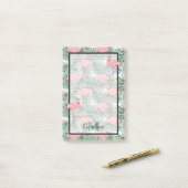 Aangepaste flacon roze flamingoes palmflauwte post-it® notes (Op bureau)