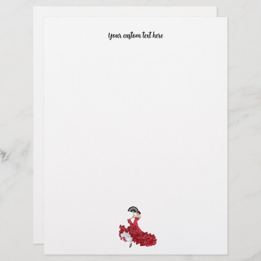 Aangepaste flamenco Dancer Stationery Briefhoofd (Voorkant / Achterkant)