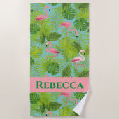 Aangepaste flamingo Beach Towel Strandlaken (Voorkant)