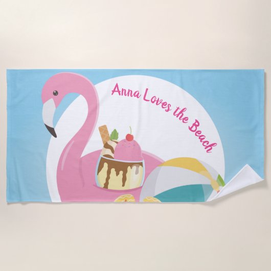Aangepaste flamingo Beach Towel Strandlaken (Voorkant)