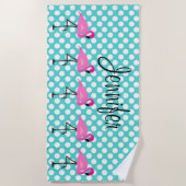 Aangepaste flamingo en pooldoekhanddoek strandlaken (Voorkant)