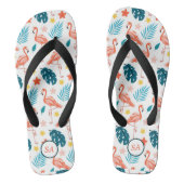 Aangepaste Flamingo Palm Tree Blue Red Beach Teenslippers (Voetbed)