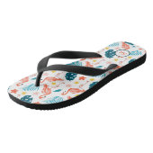 Aangepaste Flamingo Palm Tree Blue Red Beach Teenslippers (Schuin)