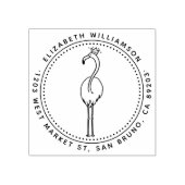 Aangepaste Flamingo Prinses Ronde Naam Retouradres Rubberstempel (Afrduk)
