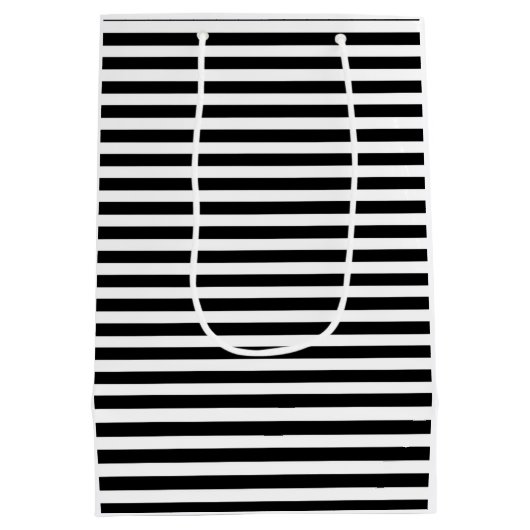 Aangepaste Flamingo Striped Gift Bag Medium Cadeauzakje (Achterkant)