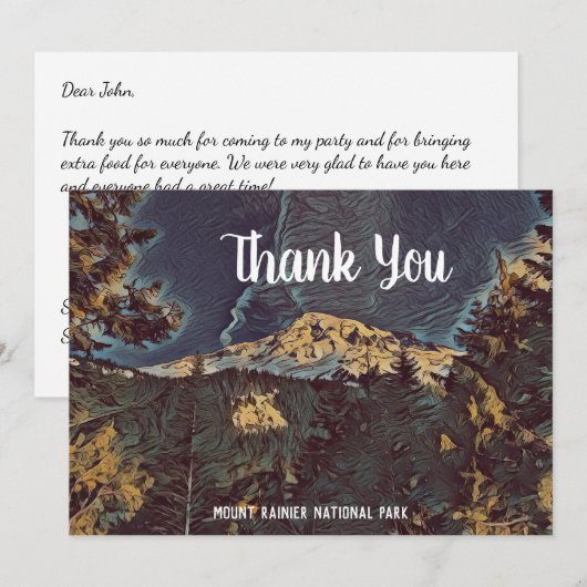 Aangepaste flat voor de Rainier-top opzetten Harte Bedankkaart (Voorkant / Achterkant)