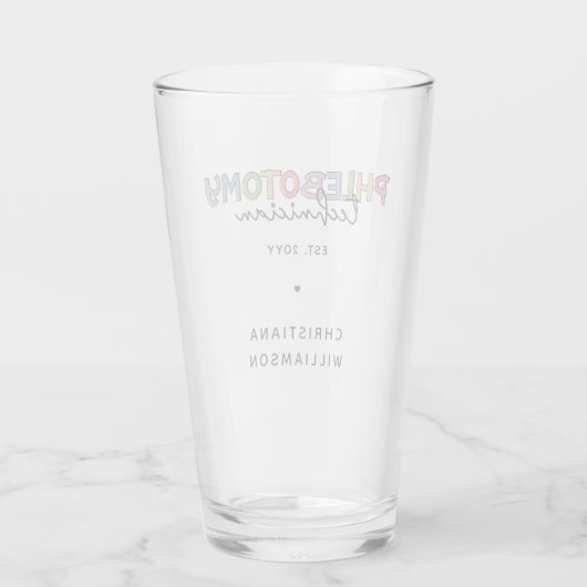 Aangepaste flebotomie-technicus PBT Phlebotomie-te Glas (Achterkant)