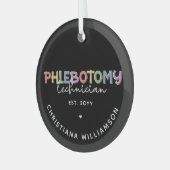 Aangepaste flebotomie-technicus PBT Phlebotomie-te Glas Ornament (Voorkant links)