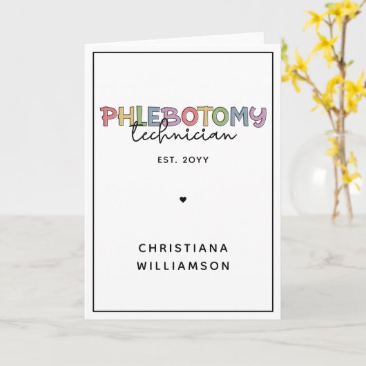 Aangepaste flebotomie-technicus PBT Phlebotomie-te Kaart (Gele Bloem)