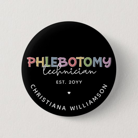 Aangepaste flebotomie-technicus PBT Phlebotomie-te Ronde Button 5,7 Cm (Voorkant)