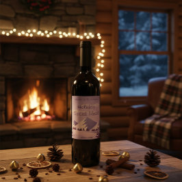 Aangepaste fles met gekruid winterberg-holiday-mea wijn etiket